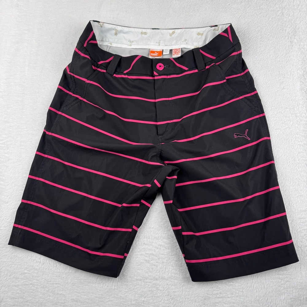Puma Golf Shorts Mens 30 Black Pink Striped dryCELL Performance